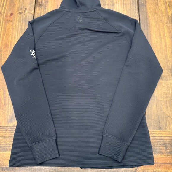 FootJoy Womens Black Ribbed Full Zip Golf Hoodie Jacket Medium FJ 1964 Logo - Picture 7 of 7